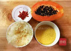 Illustration of how to make papaya, white fungus and millet porridge 1