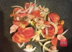 Illustration of tomato and shrimp pasta 4