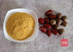 Illustration of how to make red dates, longan and millet porridge 1