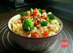 Illustration of how to make sausage braised rice 15