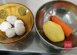 Illustration of how to make meatballs and potato rice bowl 1