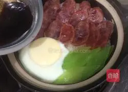Illustration of how to make sausage clay pot rice 7