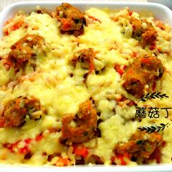 Mushroom Meatballs and Beef Baked Rice