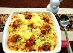 Illustration of how to make Mushroom Meatballs and Beef Baked Rice 10