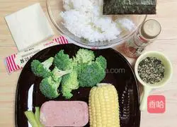 Illustration of how to make broccoli corn cheese rice balls 1