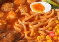 Tomato fat beef black truffle shrimp slip udon noodles illustration 5